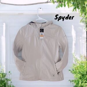Spyder NWT Women’s MoonBeam Small Zip Up Hooded Jacket Coat Light Cream